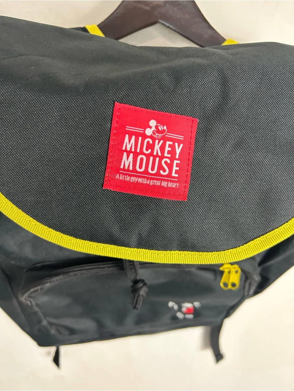 Disney Black Backpack with Yellow Trim - Mickey Mouse Patch